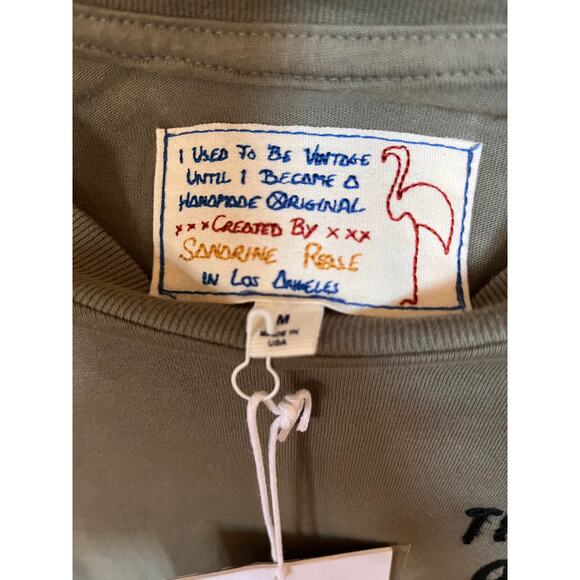 Free People X Sandrine Rose The Vintage Crew Olive Drab The Outsider TShirt Sz M - Picture 5 of 14